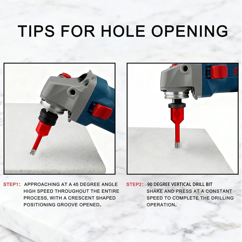 ONEGOTOOL 2pcs 5/16 Inch（8mm） Diamond Hole Saw Tile Masonry Core Drill bits for Porcelain Ceramic Concrete Granite Marble 5/8-11 Thread for Angle Grinders - Image 5